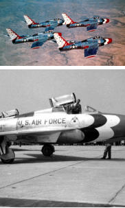 F-84F Thunderbirds formation flight and historical photos