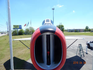Nose-on view of F-84F air intake