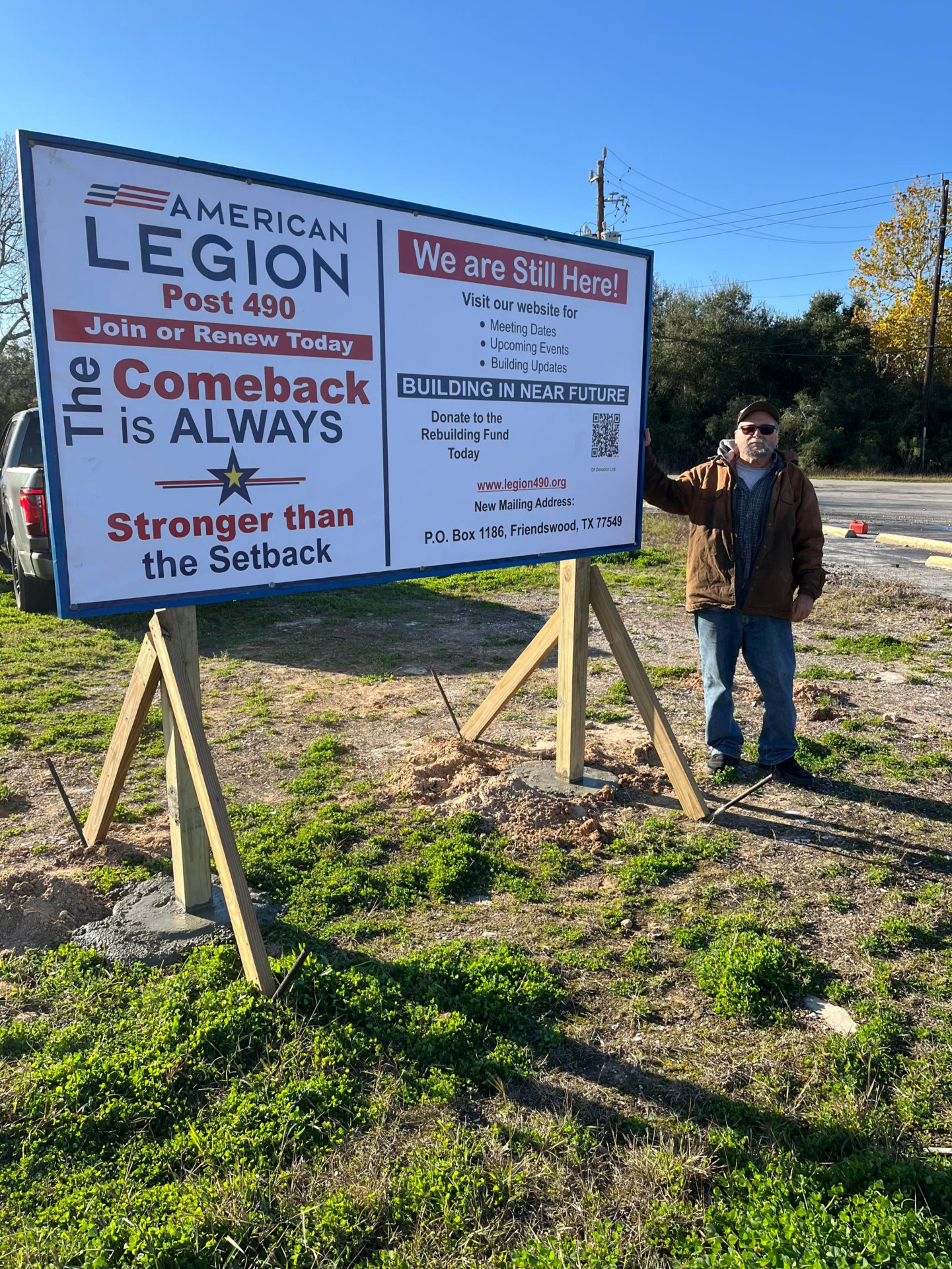 American Legion Post 490 Rebuilding Sign